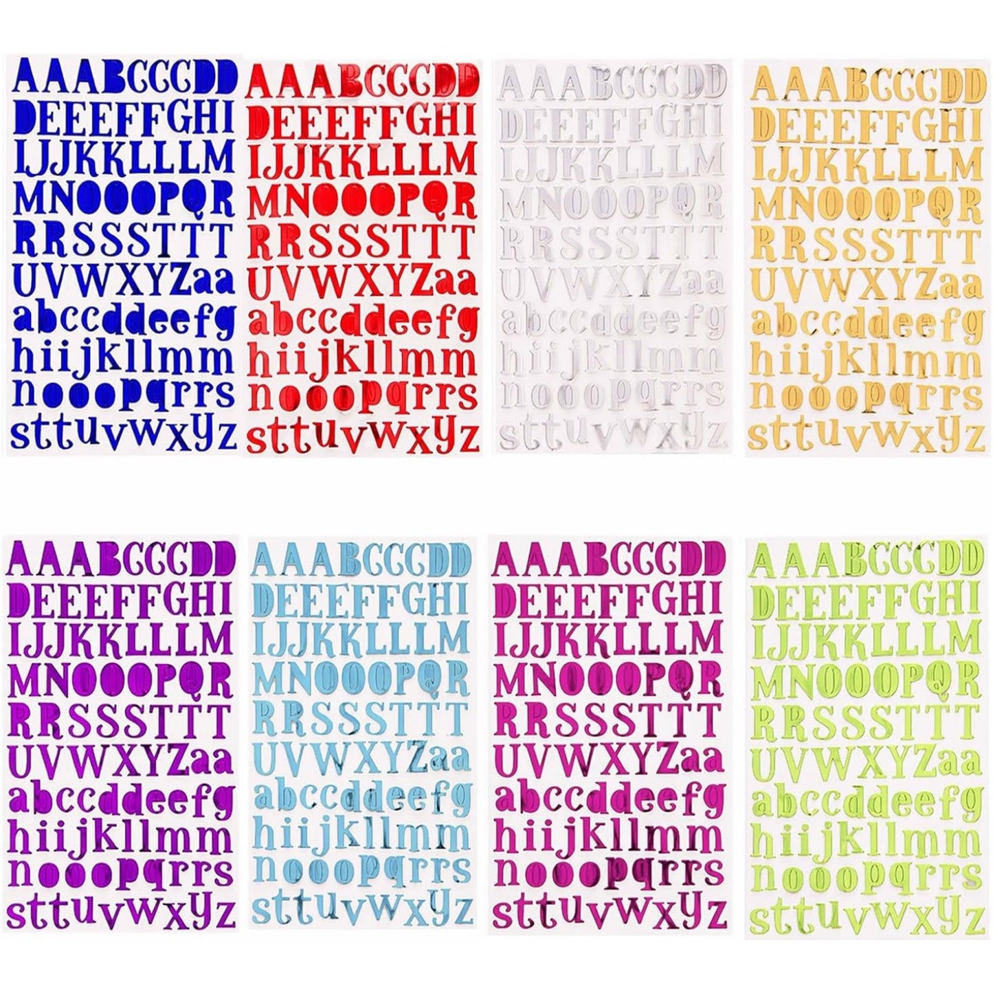 8 Sheets Letter Stickers Alphabet Sticker Self Adhesive Letters for Crafts,Scrapbooking(8 Colors)