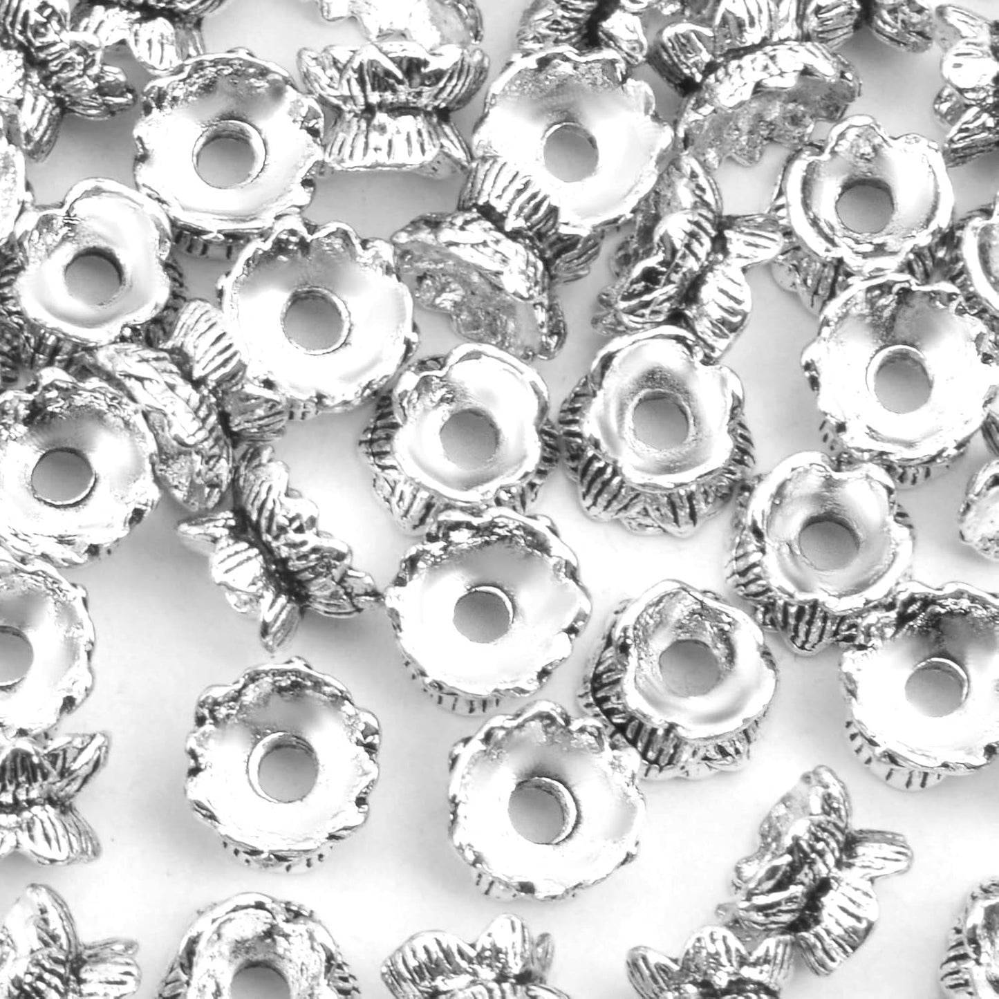 Lotus Form 60PCS Double End Flower Bead Spacer Caps, Antique Alloy Jewelry Caps for Bracelet, Necklace, Earring Crafts Making