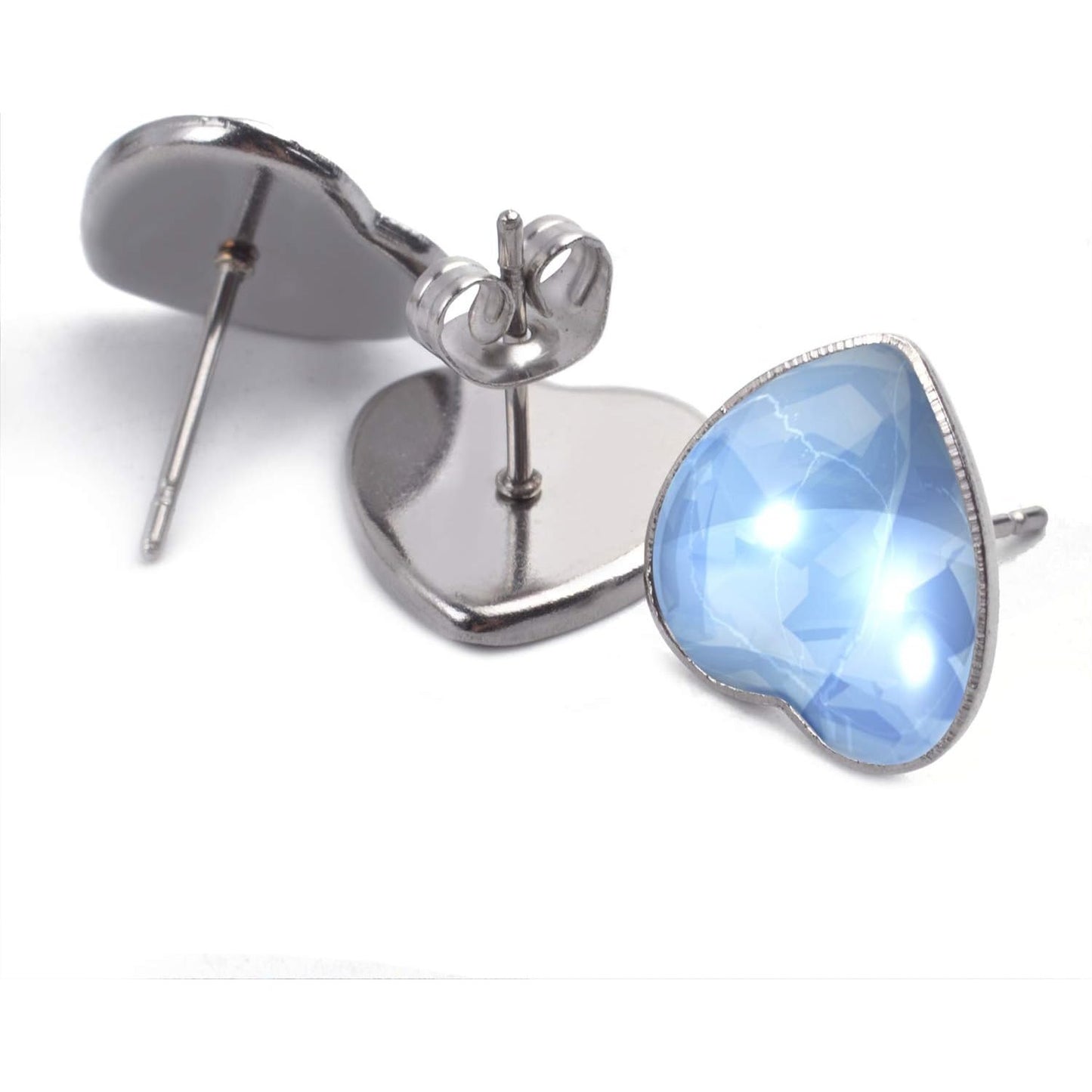 Earring Cabochon Settings, 40 Pieces Cabochon Stud Earrings Blank Heart Shape Earring Bezel Tray with 40 Pieces Earring Safety Backs for Jewelry Making,Bronze