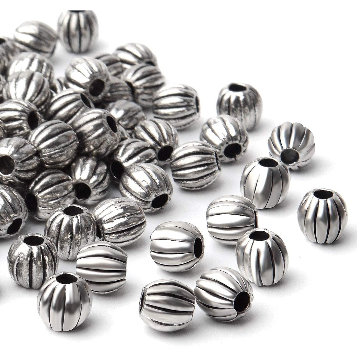 100pcs Antique Silver Alloy Spacer Beads Round Spacer Bead Spacer Bead Charms for DIY Bracelet Necklace Jewelry Making