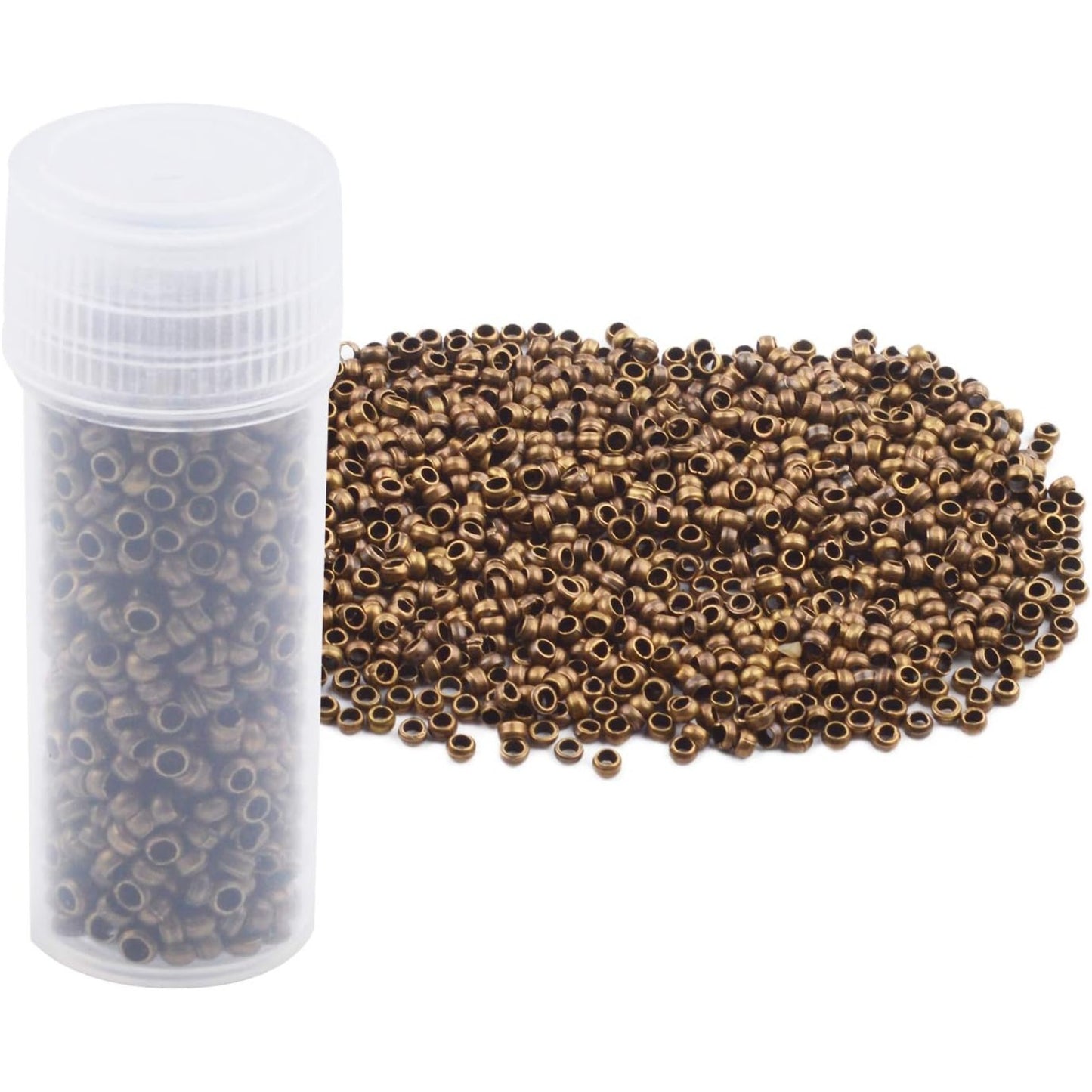 Pack of 1000 Tiny Metal Crimp Spacer Stopper Beads 2mm for Jewelry Making (Bronze)