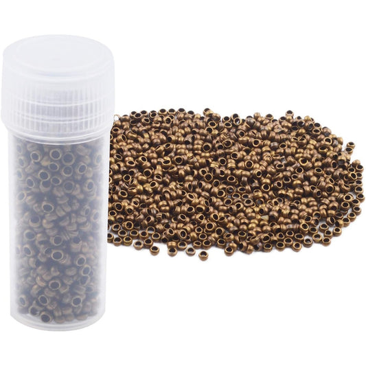 Pack of 1000 Tiny Metal Crimp Spacer Stopper Beads 2mm for Jewelry Making (Bronze)