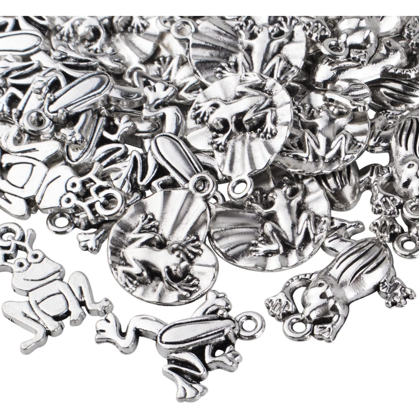 60pcs Antique Silver Plated Frog Charms Pendants Alloy Animal Pendant Charms Craft Supplies for DIY Earrings Necklace Bracelet Jewelry Making, 5 Styles