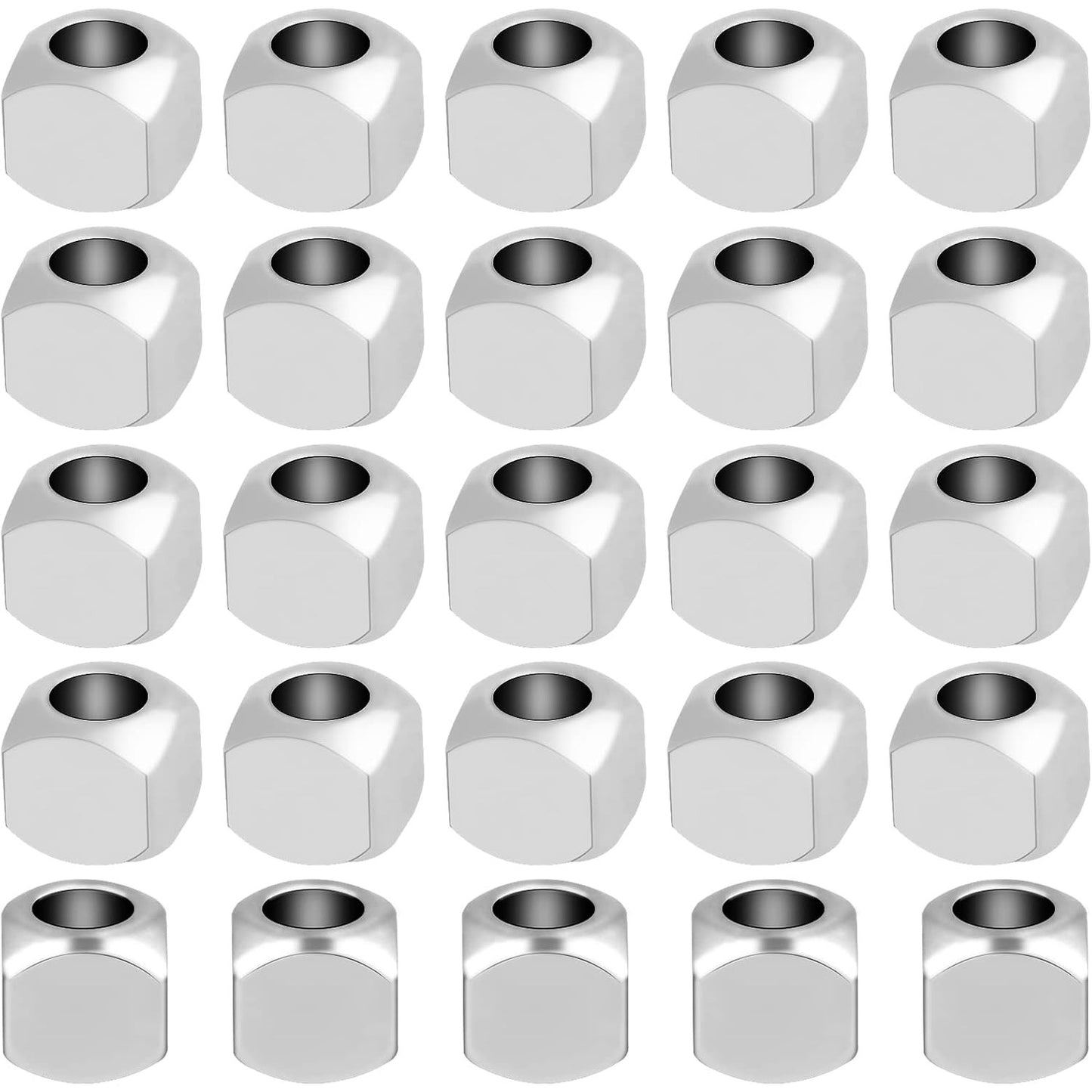 100pcs 3 mm Stainless Steel Cube Spacer Beads Tiny Slide Square Spacer Beads Smooth Handicraft Loose Beads for DIY Bracelet Necklace Earrings Jewelry Making, Hole: 1.5 mm