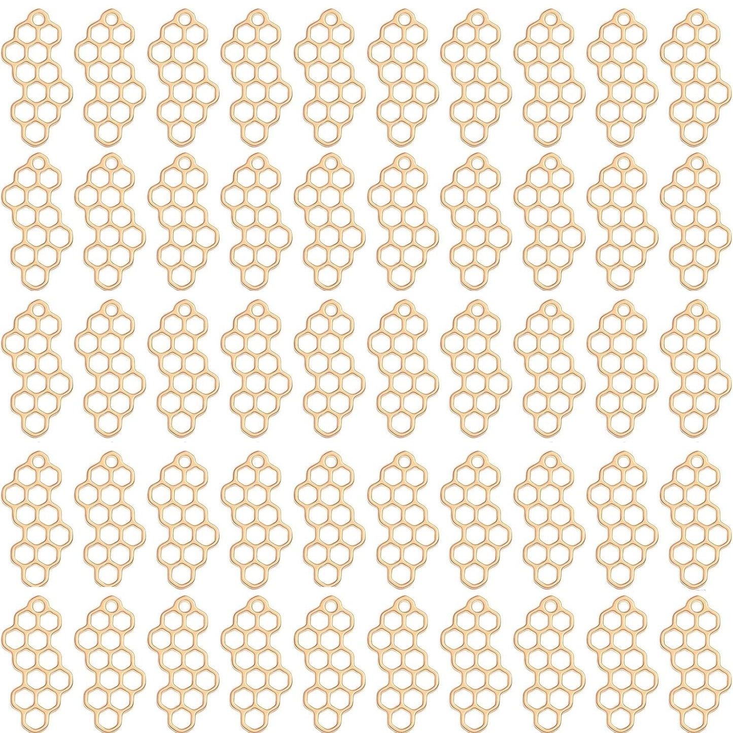 50pcs Hollowed Honeycomb Shape Pendant Charms Alloy Bee Honeycomb Open Back Bezel Pendants for DIY Necklace Bracelet Resin Crafts Jewelry Making, 2 Colors
