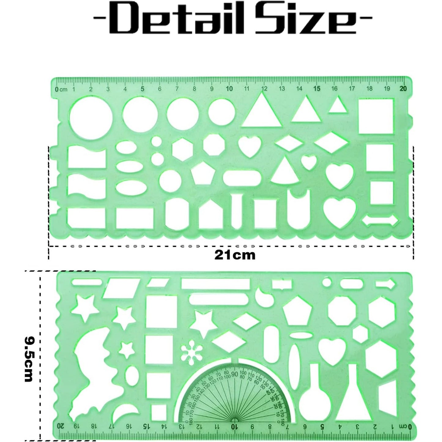 2pcs Plastic Drawing Templates Geometric Rulers Polygon Triangle Circle Painting Pattern for Office and School