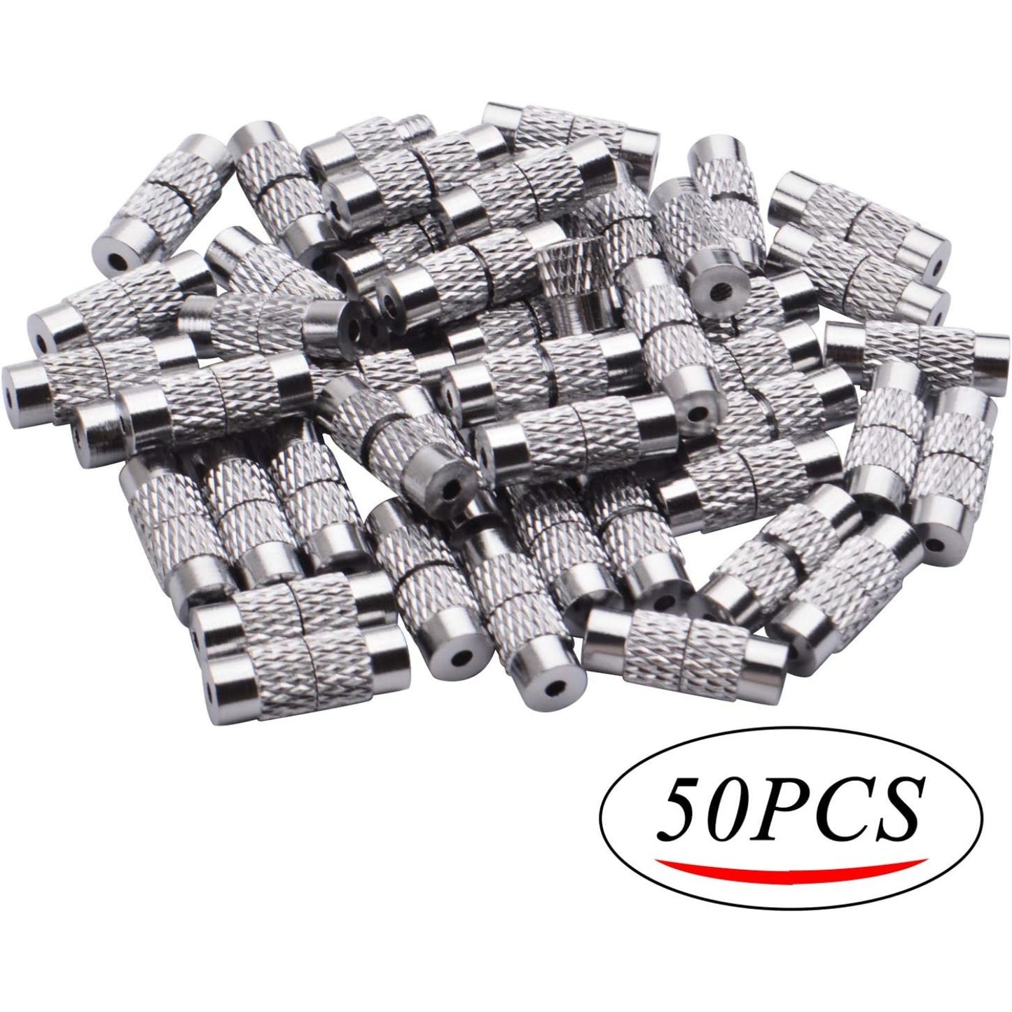 50pcs Brass Screw Clasps Barrel Clasps Cord End Caps Jewelry End Tips for Bracelet Necklace Making,Silver