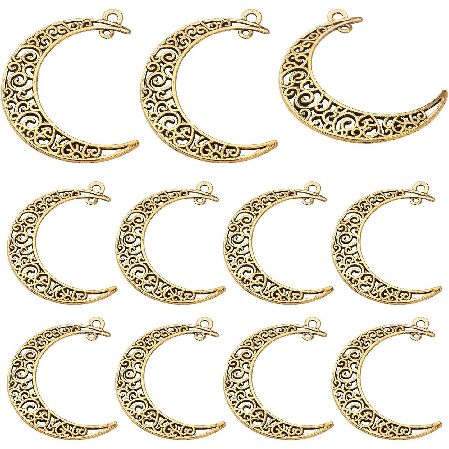 40pcs Hollow Moon Charms Crescent Moon Pendants Celestial Charms Crafts Supplies for DIY Bracelet Necklace Jewelry Making Accessory