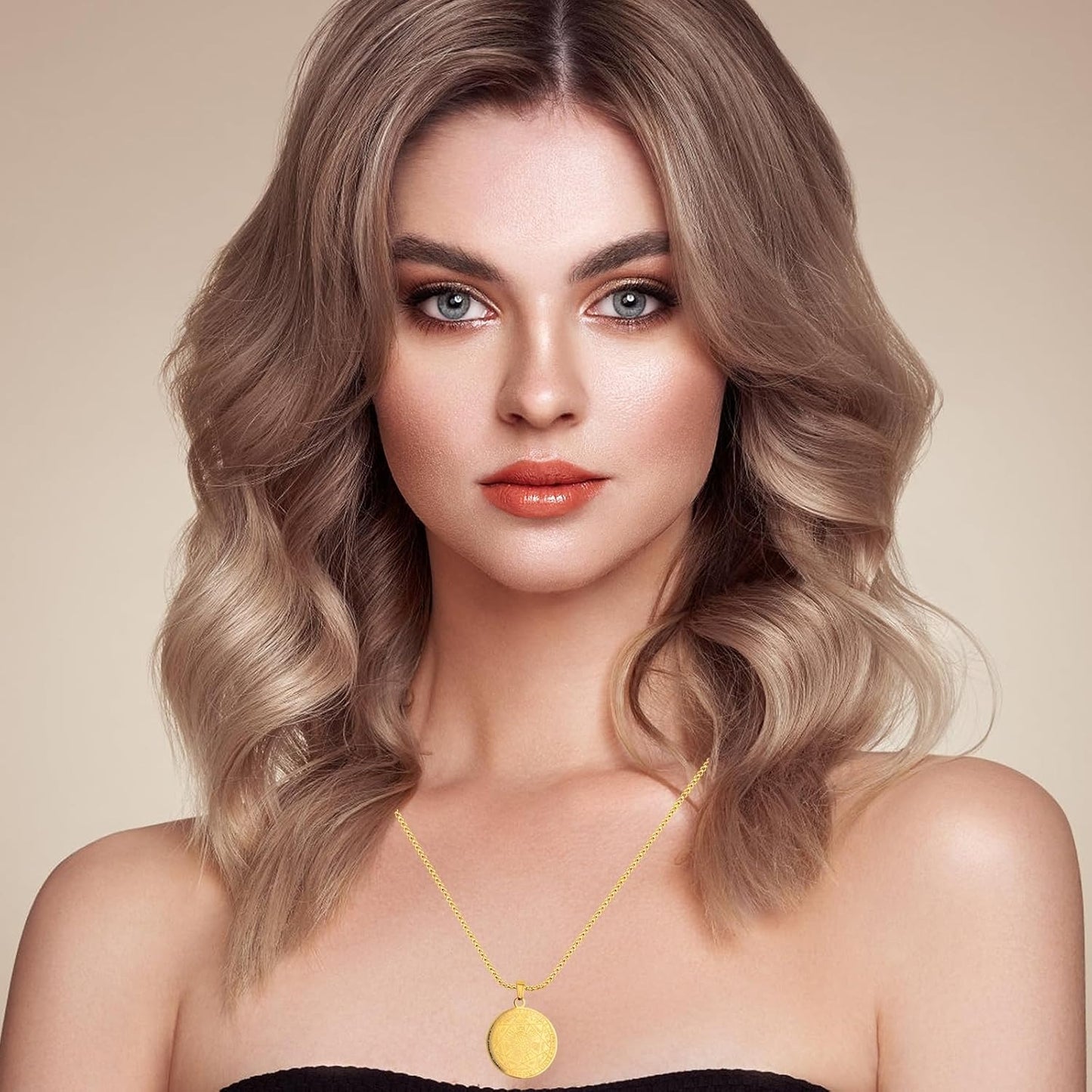 3pcs Archangels Pendant Necklaces - Stainless Steel Seven Princes of Heaven Seal of the Archangel Michael Coin Pendant Medal with Chain for Men and Women Protection Amulet