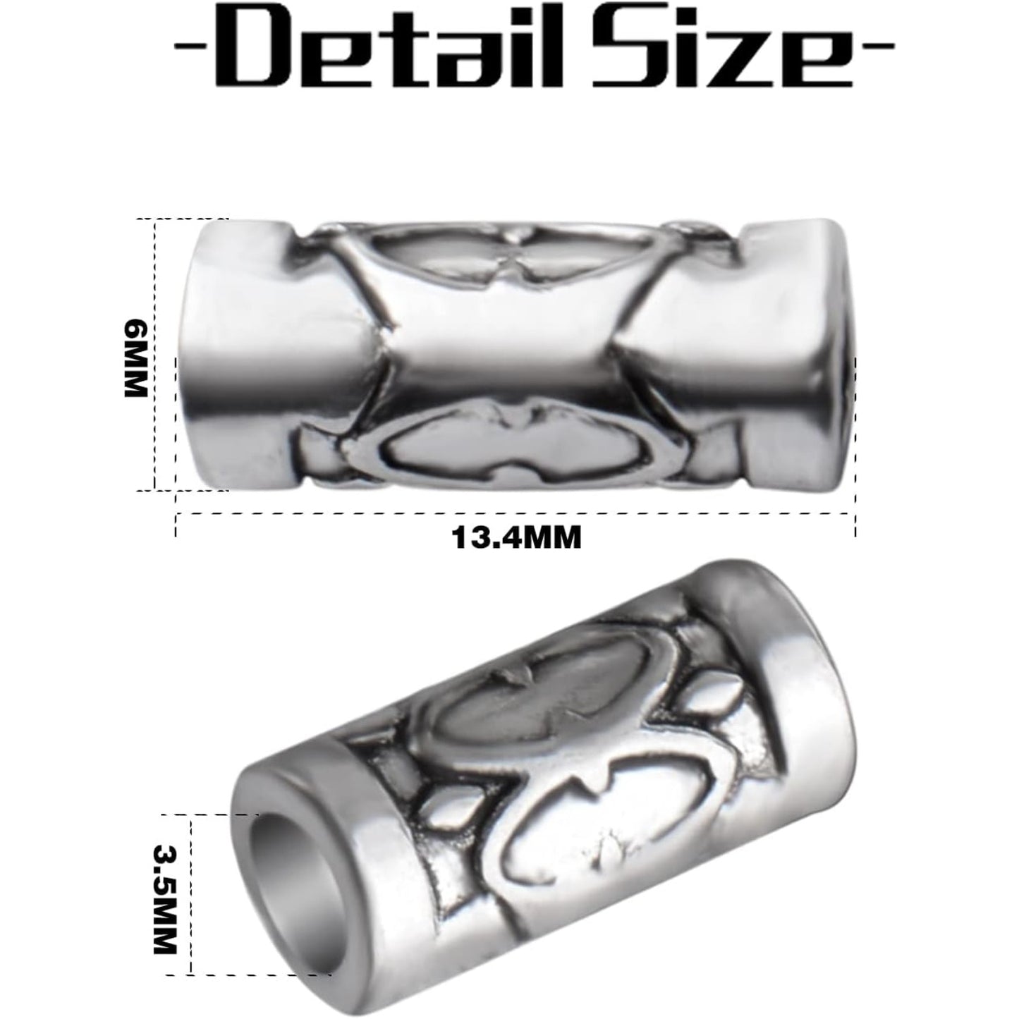 60pcs Antique Silver Column Spacer Beads Alloy Tibetan Beads Spacers Tube Bead Spacer Loose Beads for Jewelry Bracelet DIY Jewelry Crafts Making