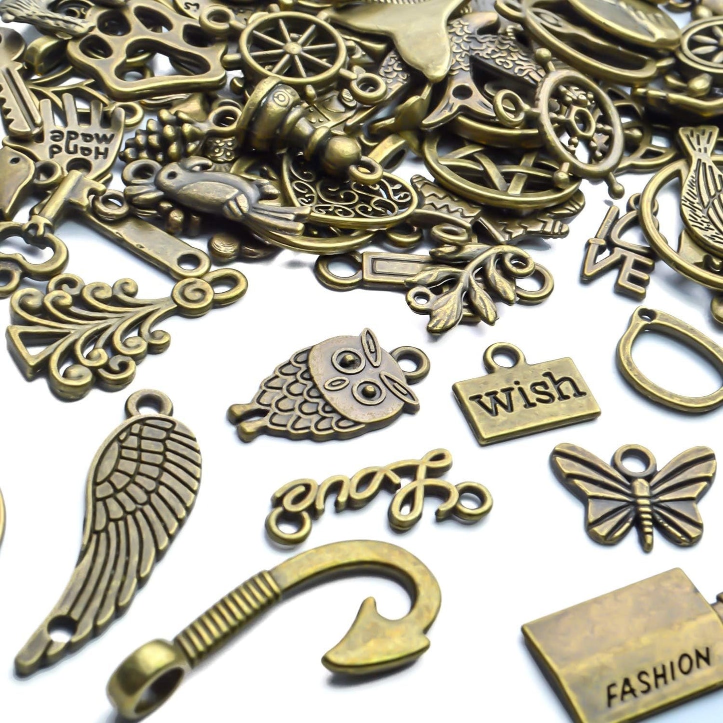 Vintage Charms Bulk,100pcs Antique Bronze Charms Alloy Pendant Charms Jewelry Making Supplies for Necklace Bracelet Earring