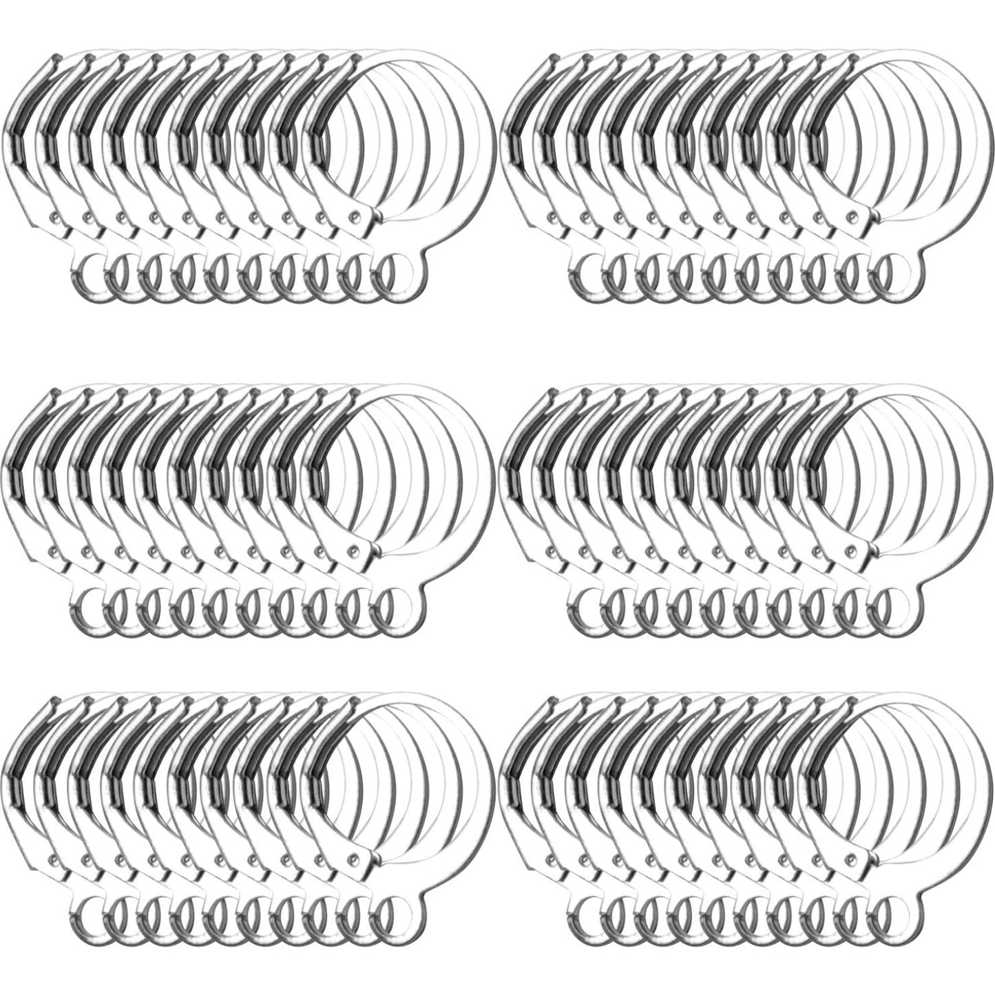 60pcs French Round Earring Hooks Leverback, 30 Pairs, 6 Colors, Simple Design, Polished Finish, Nickel &, Suitable for Jewelry Making & Crafting