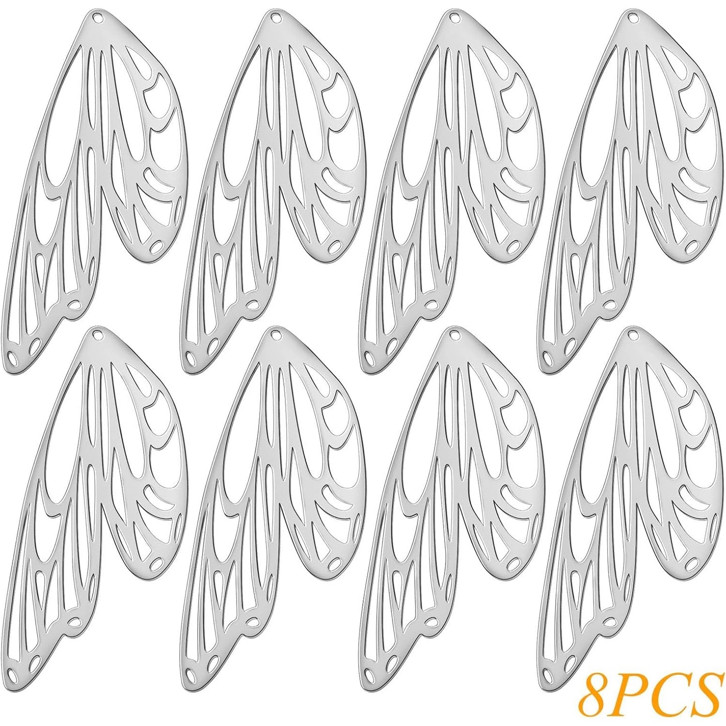 8pcs Stainless Steel Large Butterfly Wing Charms Vintage Hollow Flying Dragonfly Butterfly Wings Pendants Hanging Ornaments for DIY Bracelet Necklace Jewelry Making Supplies