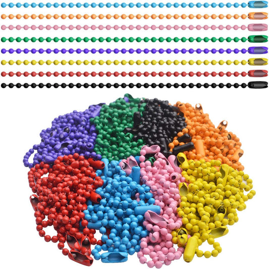 Ball Bead Chains,80pcs 2.4mm Diameter 120mm Long Metal Ball Bead Chains Small Ball Bead Chains Metal Pull Chain Extension with Matching Connectors Jewelry Accessories for Keychains Tags,8 Colors