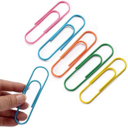 BronaGrand 4 Inch Extra Large Paper Clips Vinyl Coated, 25 Pieces Jumbo Giant Paper Clip,Mixed Colors