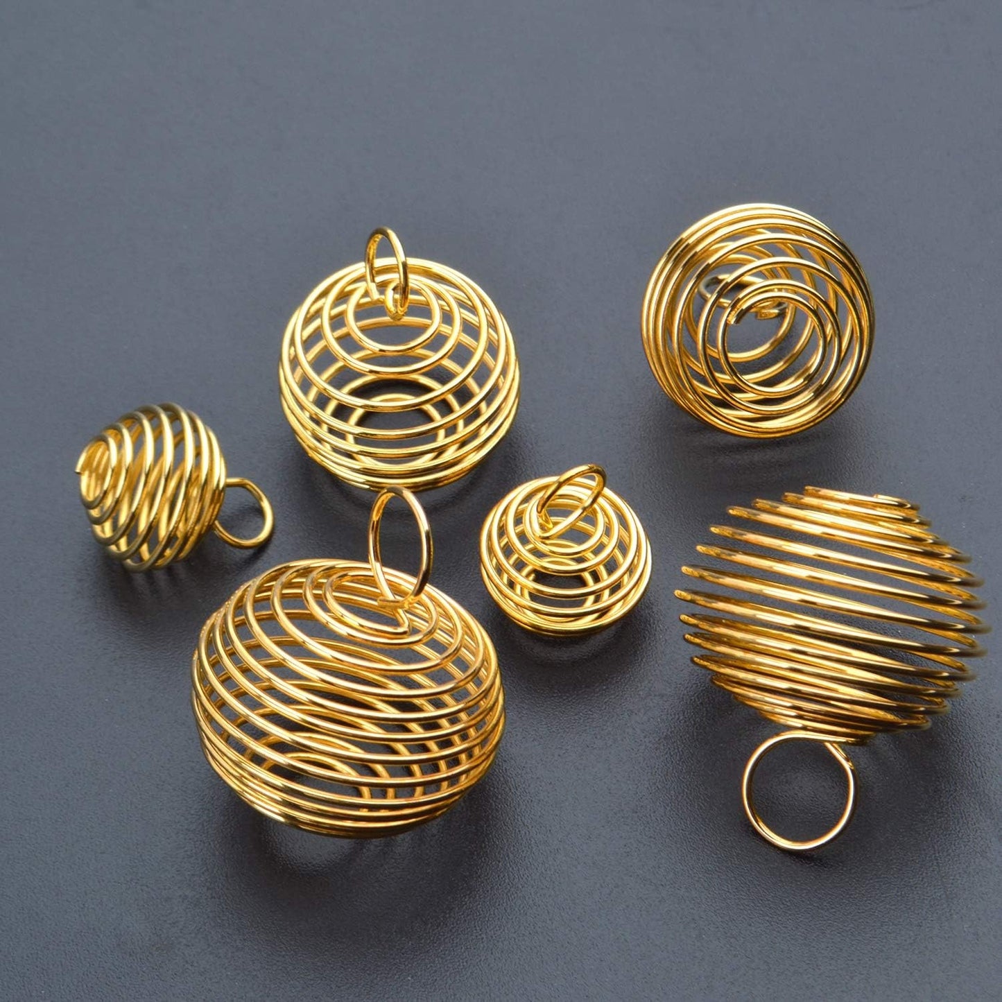 30pcs 3 Sizes Spiral Bead Cages Aromatherapy Balls Cages for Jewelry Making Party Decoration