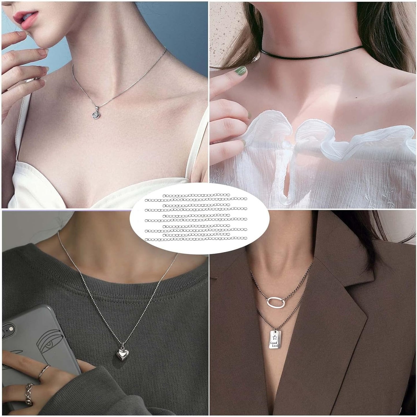 100 Pieces 304 Stainless Steel Necklace Extenders Bracelet Anklet Chain Extensions for DIY Jewelry Making Valentine's Day Birthday Gifts, 5 cm / 7 cm