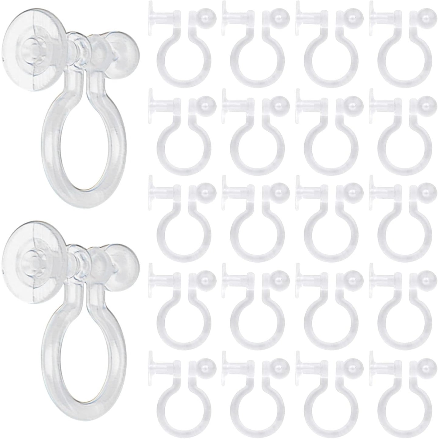 20 Pieces Clear Clip-on Earring Converters Resin Earring Finding Components for Non Pierced Ears DIY Earring Jewelry Making, 12x10mm