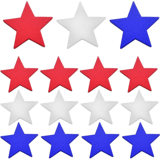 30pcs Blank Wooden Stars Decorations Natutal Wood Star Shape Ornaments Cutouts Stars Wood Slice Pieces for Craft Projects Christmas Party Wedding Decor, Red/White/Blue