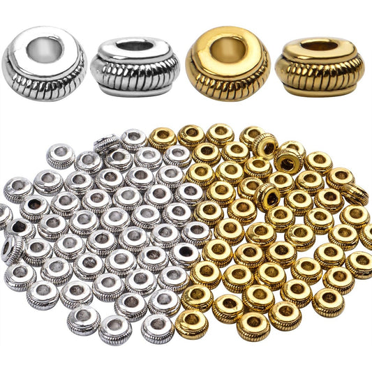 Tibetan Jewelry Findings,100pcs 7mm Antique Spacer Beads Tibetan Alloy Bead Spacers with 3mm Hole for DIY Necklace Bracelets Crafting,Pumpkin Shape