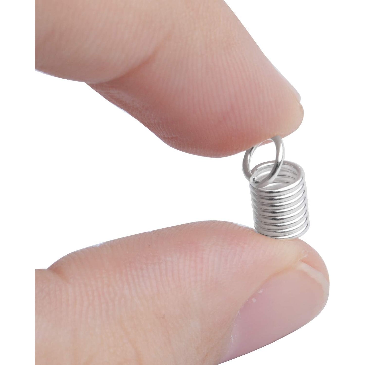 Cord Ends Caps, 200pcs Coil Cord Ends Metal Alloy Leather Cord Ends Caps for DIY Handmade Ornaments Jewelry Making Crafting, 9×5mm, Hole 3.5mm