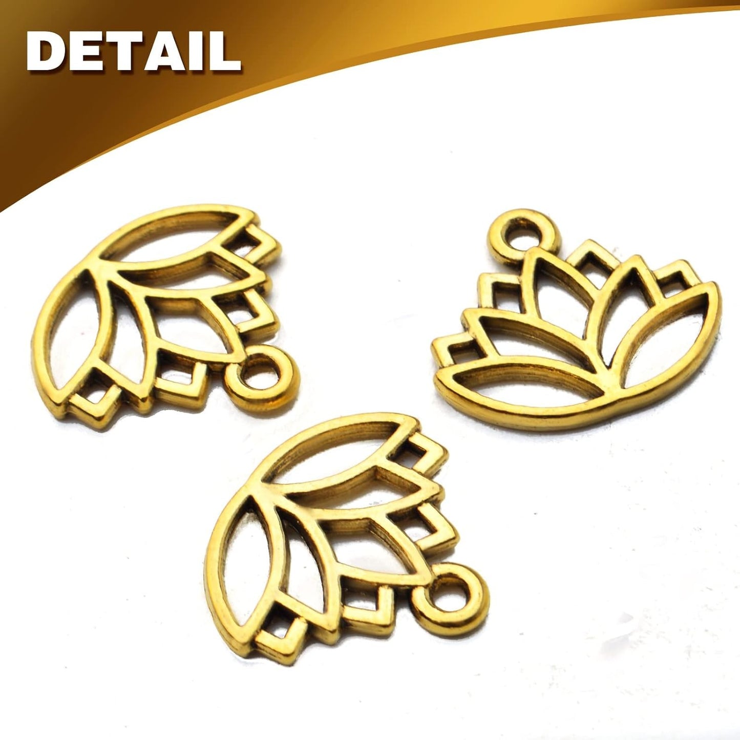 100pcs Lotus Charm Pendants Alloy Yoga Lotus Flower Charms Beads Charms Pendants Craft Supplies for DIY Necklace Bracelet Jewelry Making Crafting Accessory