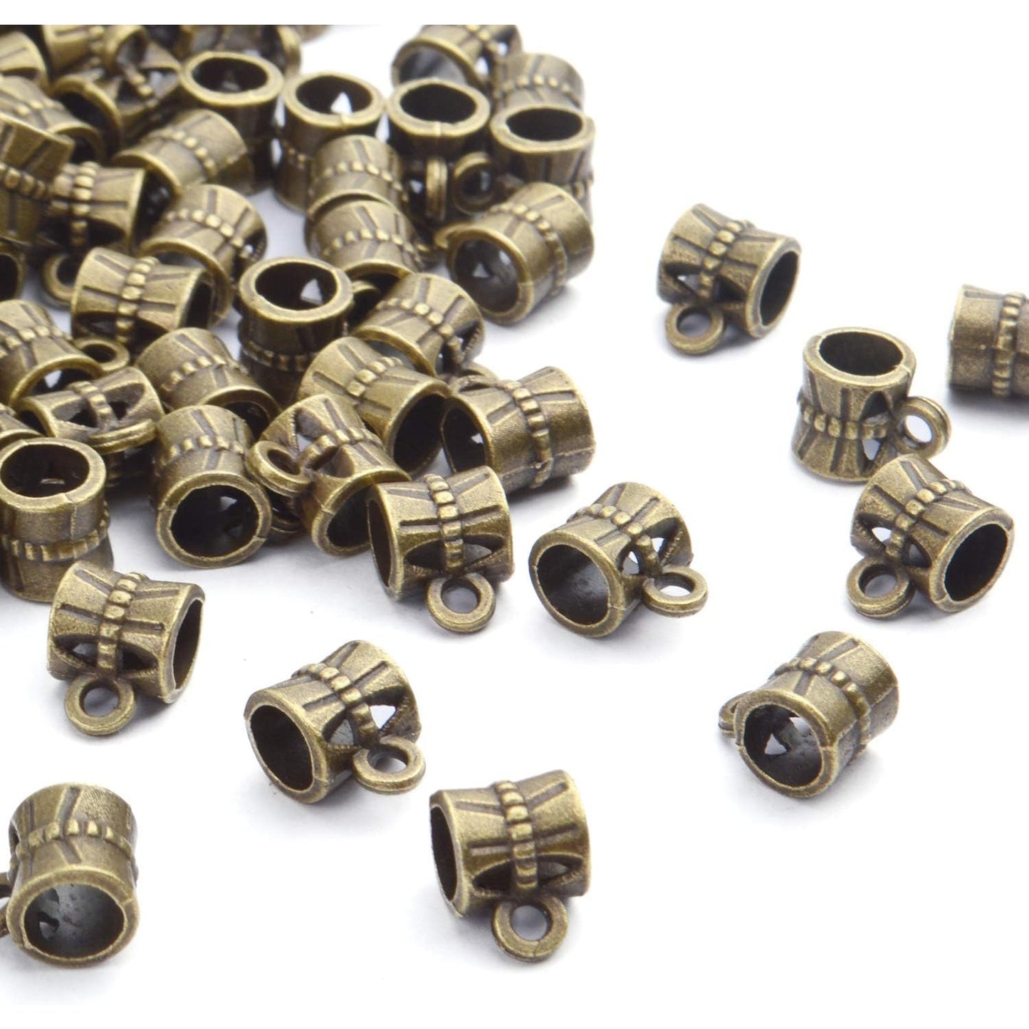 100cs Antique Brown Bail Beads Bracelets Charms Dangle Connectors Tibetan Spacer Beads for Jewelry Making Crafts DIY