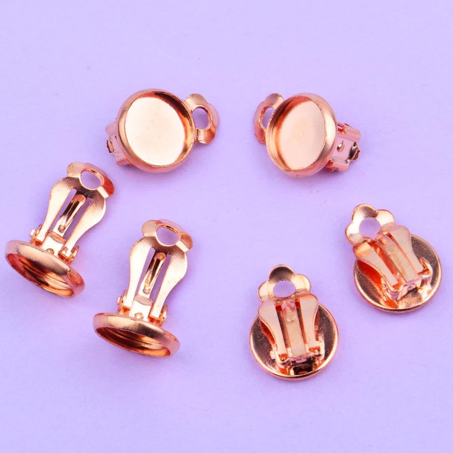 Clip-on Earring Converters, 20pcs (10 Pair) Flat Round Earring Trays 12mm Earring Cabochon Setting Converter for Non Pierced Ears Earring Making - Silver