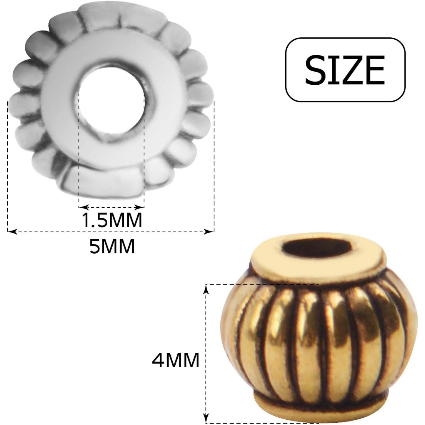200pcs Antique Spacer Beads Round Lantern Shaped Alloy Spacers for Making Bracelets Necklaces,5 * 4mm