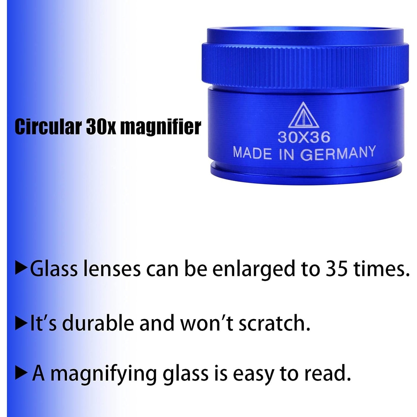 30X Loupes Magnifier Glass, Portable Pocket Electronics Magnifying High Magnification Jewellers Loupes Inspection Tool for Reading Jewelries Coins Stamps Watch Collections, Blue, 43mm29mm