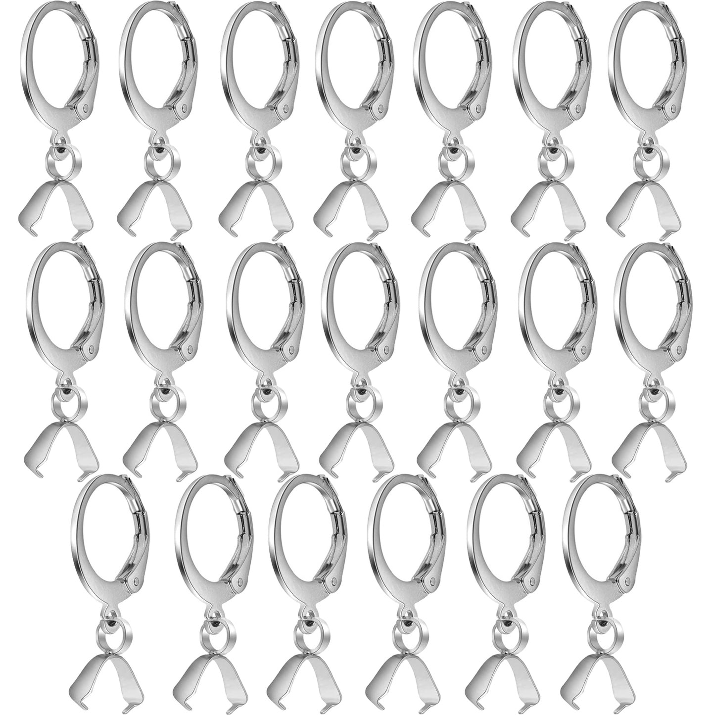 20pcs Stainless Steel French Earring Hooks Hypoallergenic Leverback Ear Wire Round Earring Hooks with Pendant Clasps for DIY Earring Jewelry Making Supplies, 2 Colors