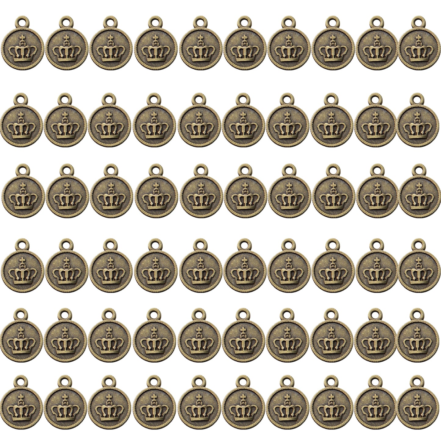 60pcs Crown Pendant Charm Alloy Round Crown Charms Beads King Charms Craft Supplies for DIY Necklace Bracelets Jewelry Pendant Making,4 Colors