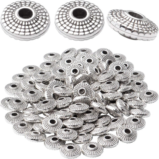 100pcs Tibetan Antique Silver Spacer Bead Metal Beads Spacers Jewelry Spacer Charms with A Box Jewelry Findings Accessories for Bracelet Necklace Jewelry Making