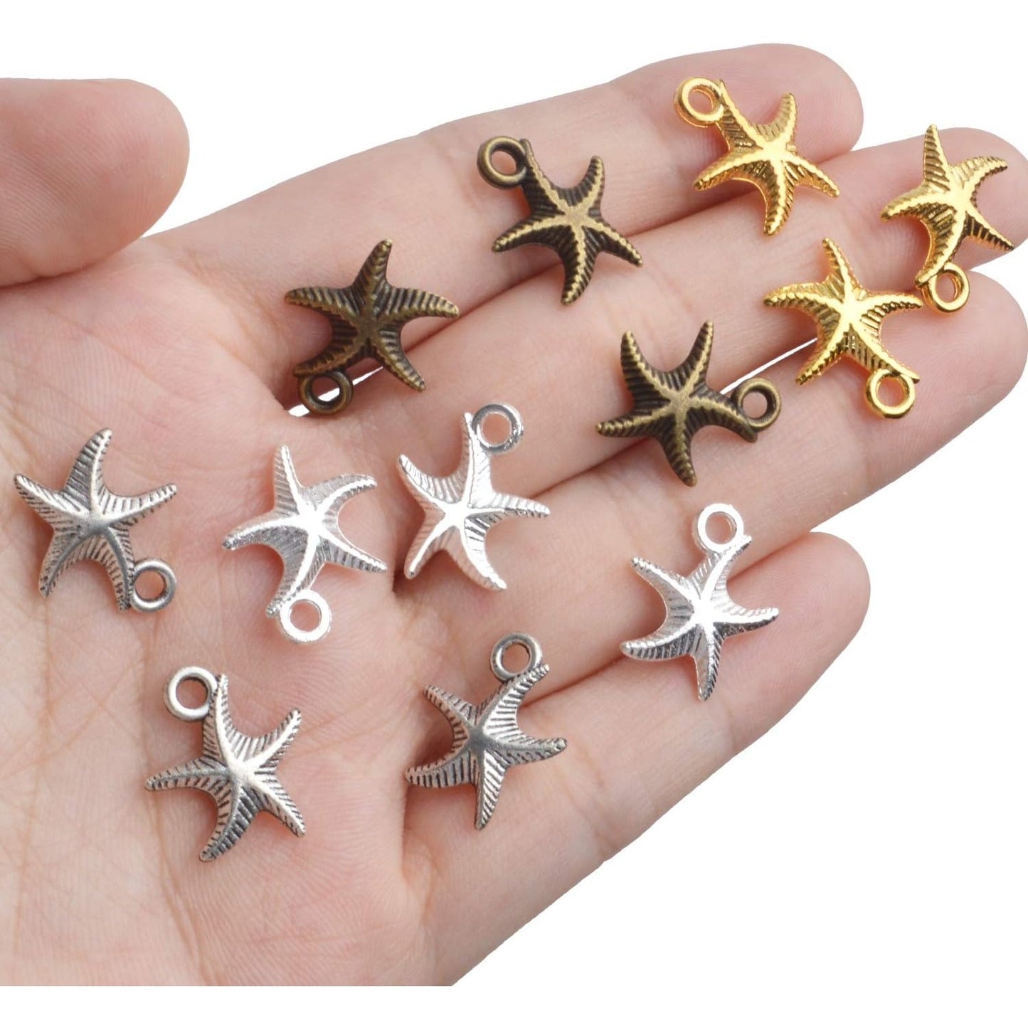 60pcs Antique Starfish Charms Sea Animal Charm Pendant Jewelry Making Accessories for DIY Necklace Bracelet Keychain