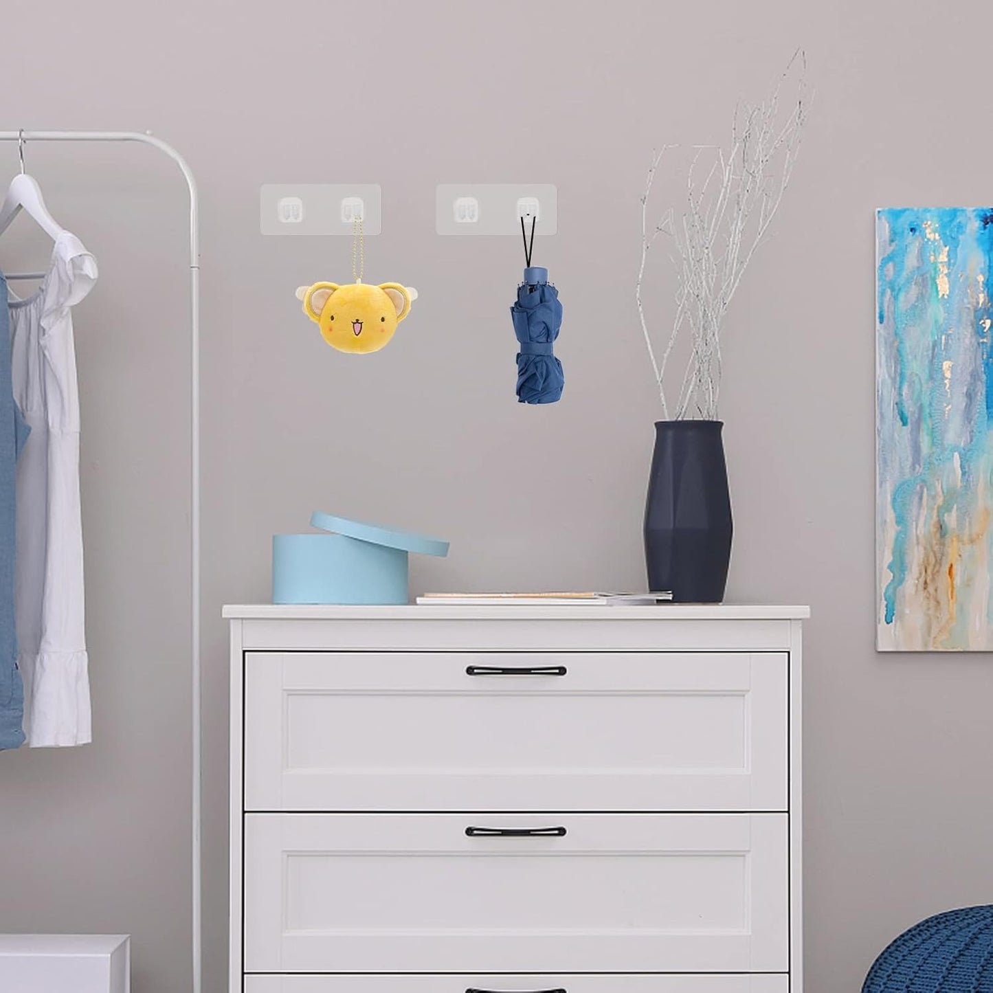 12 Pieces Shower Caddy Basket Adhesive Hooks Sticker Waterproof Transparent Double Claw Strong Wall Hooks for Kitchen Bathroom Shelf Outdoor Door Home Improvement, 14 x 5.9 cm