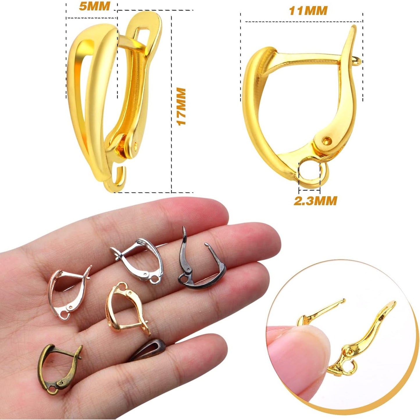 16pcs Leverback Earring Hooks Brass French Earring Hooks Ear Wire with Open Loop Round Dangle Earrings Connectors for Women DIY Jewelry Making Birthday Party Favor Gifts, 8 Colors