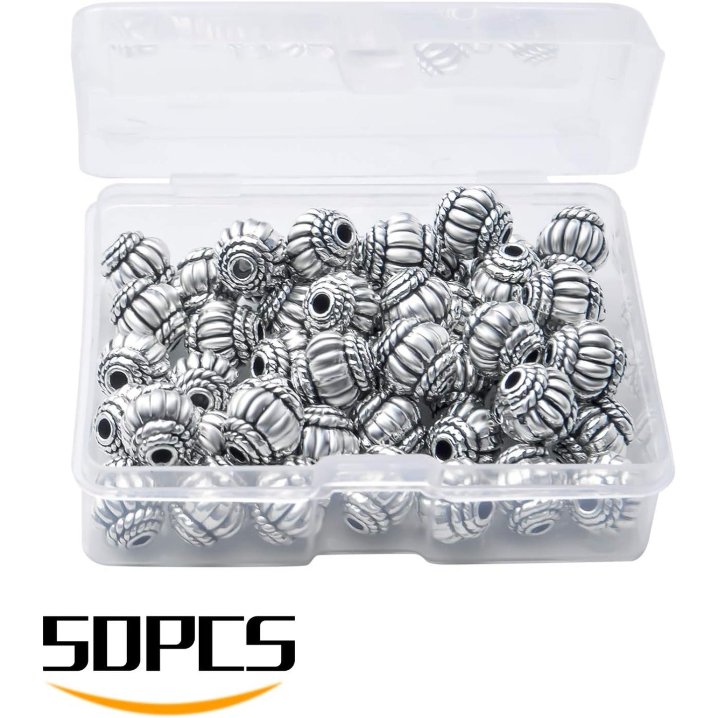 50pcs 8mm Tibetan Spacer Beads Loose Spacer Bead European Style Spacers Beads Bicone Jewelry Beads for Bracelet Necklace Jewelry Making Supplies