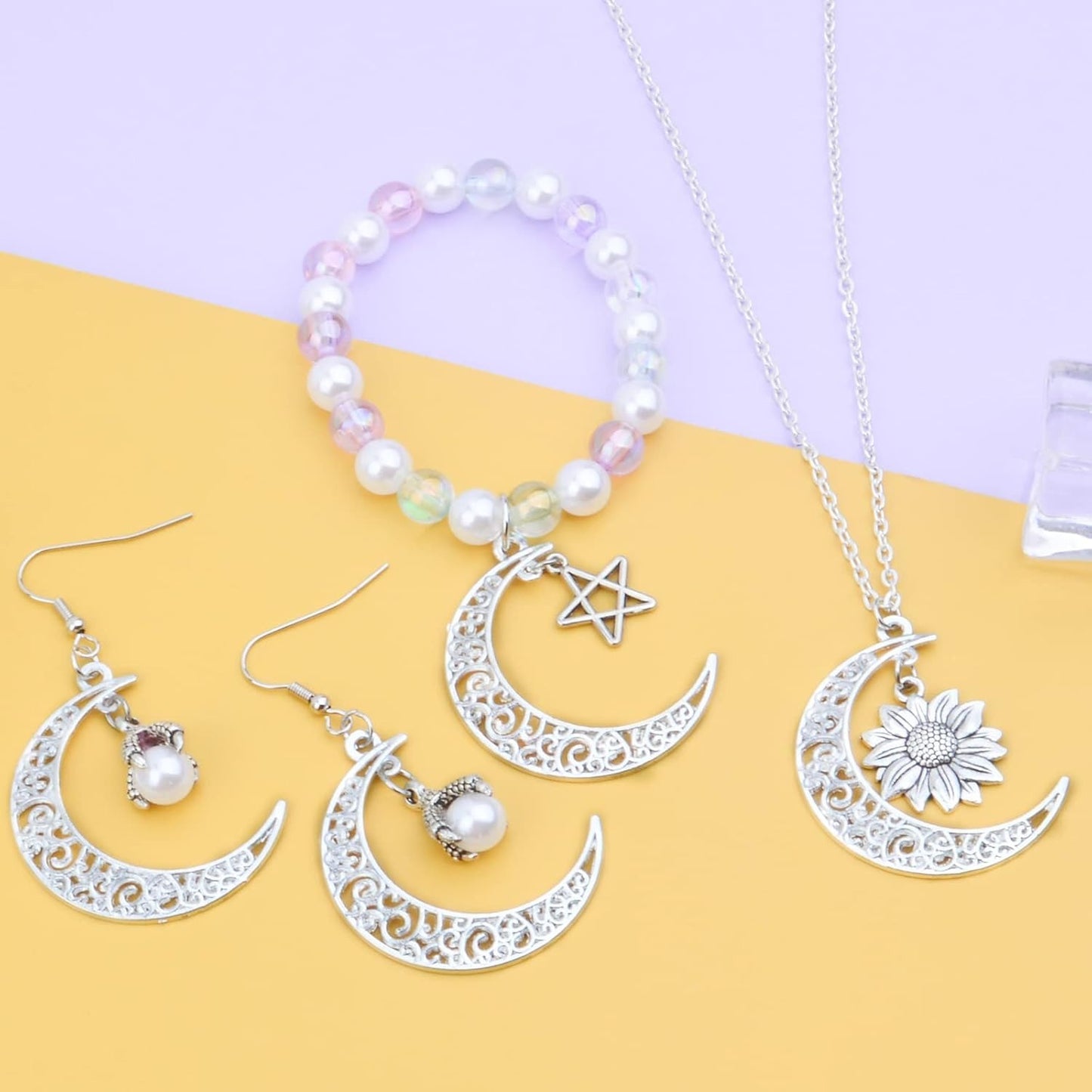 40pcs Hollow Moon Charms Crescent Moon Pendants Celestial Charms Crafts Supplies for DIY Bracelet Necklace Jewelry Making Accessory