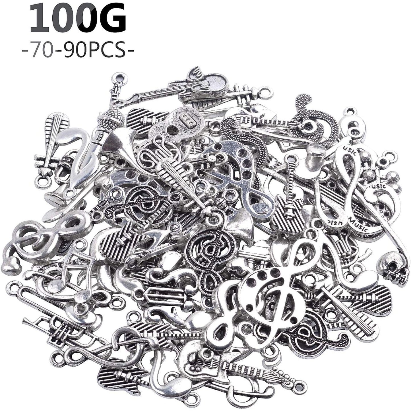 Music Notes Charm,100 Grams Alloy Multistyle Musical Notation Symbol Charm Pendant Connector for DIY Jewelry Making Accessaries(About 70-90pcs)