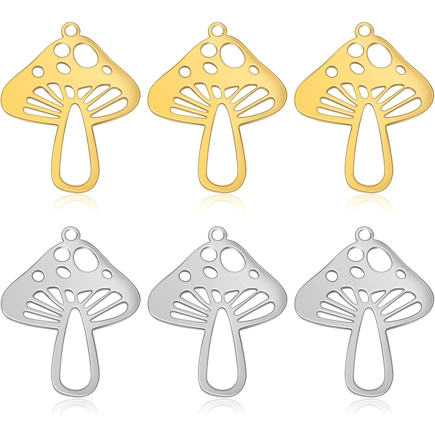10pcs Stainless Steel Small Mushroom Charms Cute Mushroom Shape Dangle Pendants Craft Supplies for DIY Bracelet Necklace Keychains Jewelry Making Findings, 2 Colors