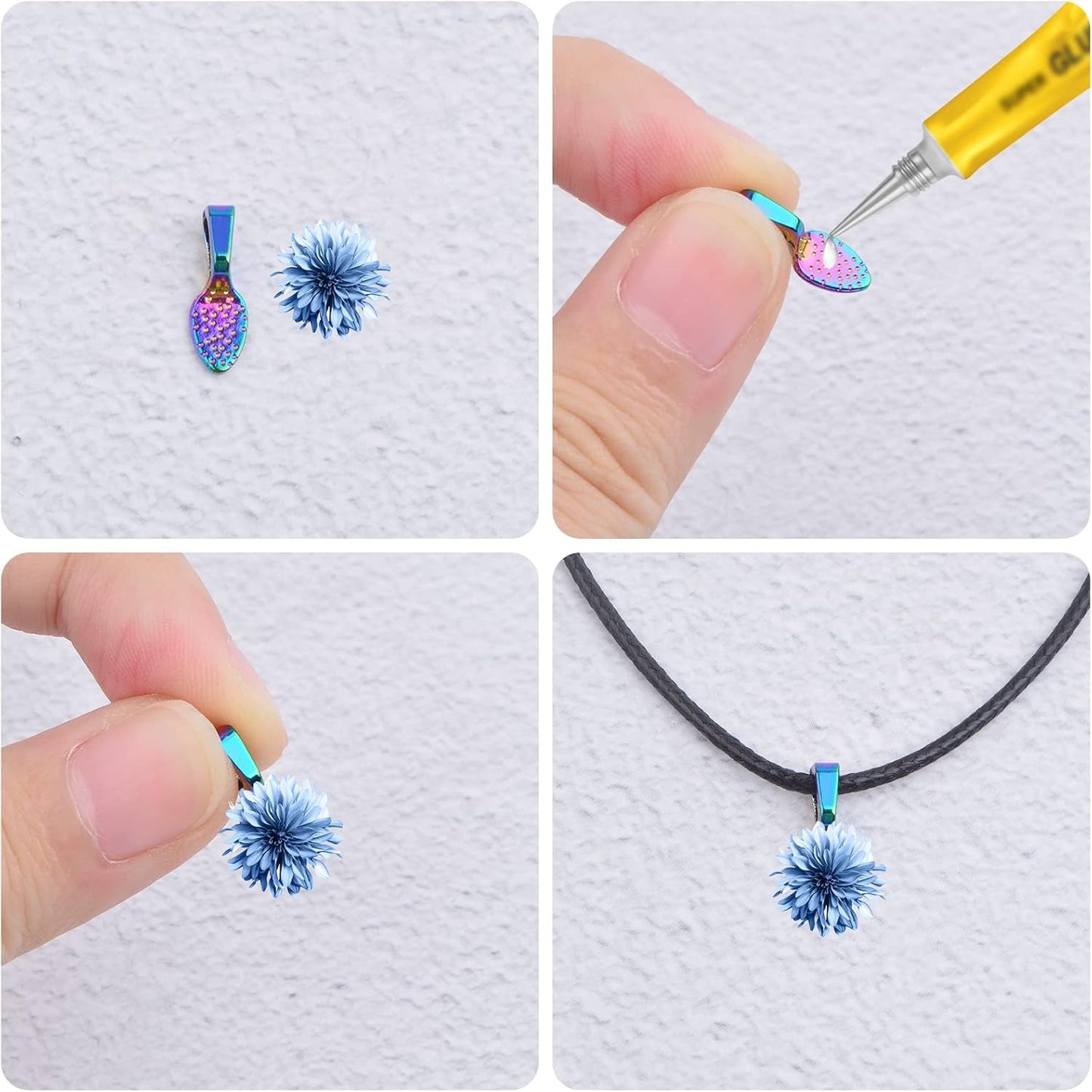 20 Pieces Spoon Glue on Bails Pendants Oval Shape Shiny Earring Bails Pendants Charms for DIY Glass Tiles Bracelet Jewelry Making Supplies, Rainbow Color