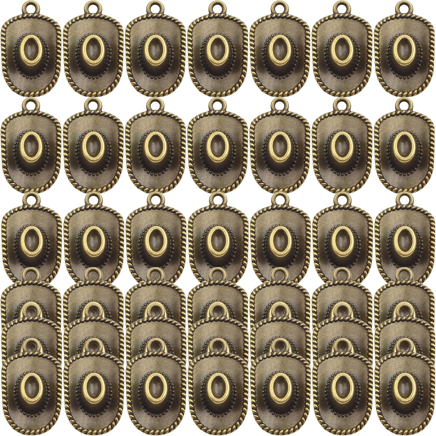 42pcs Alloy Western Cowboy Hat Pendant Charms Antique Tibetan Cowboy Hat Shape Charms Craft Supplies for DIY Bracelet Necklace Keychains Jewelry Making, 7 Colors