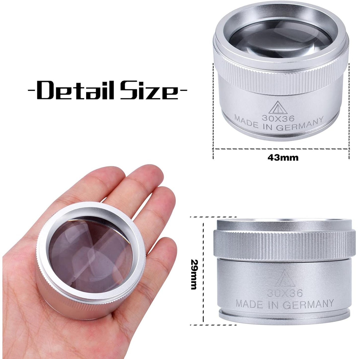 30X Magnifying Glass Portable Pocket Reading Magnifier Alloy Optics Loupes Mini Desk Magnifier Loop Microscope Lens for Jeweler Coins Maps Antiques Magazines Electronics