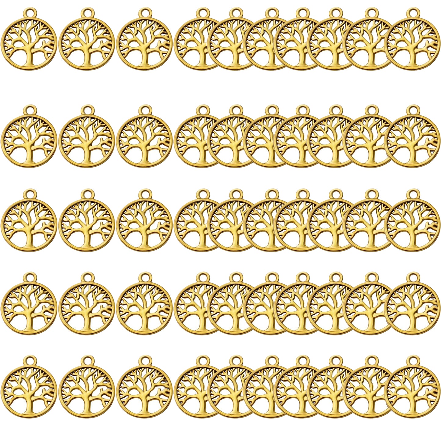 50pcs Tree of Life Charms Pendants Alloy Tree Bead Charm Craft Supplies for Bracelet Necklace Jewelry Making Findings Accessory,5 Colors