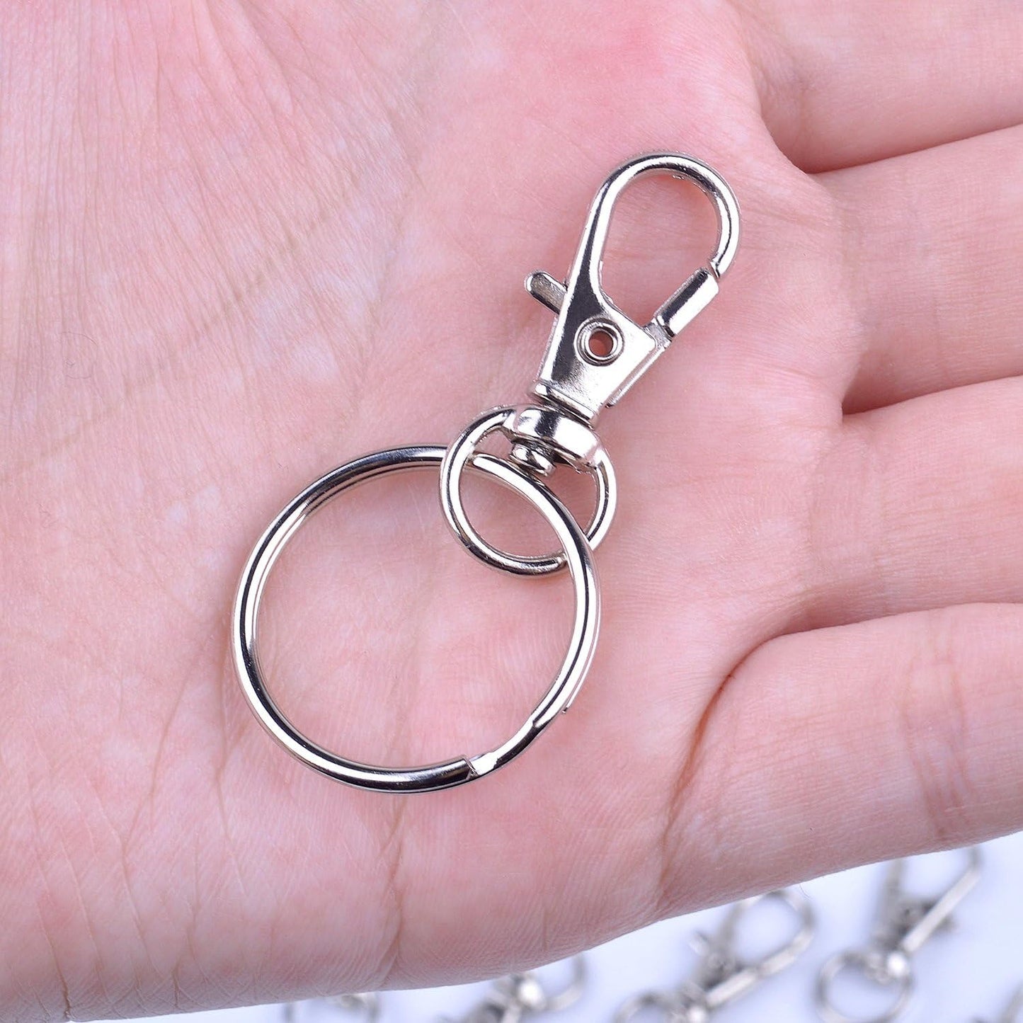 60 Pieces Metal Swivel Lanyard Snap Hook with Key Rings(Small Size)