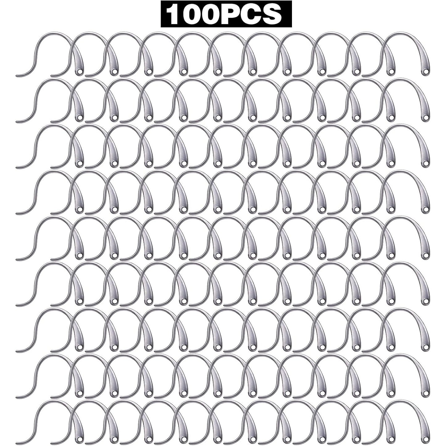 100pcs Stainless Steel Earring Hooks, Hypo-allergenic Surgical Fish Hook Ear Wire with Loop Hole Dangle Earrings Findings for Women DIY Craft Jewelry Making