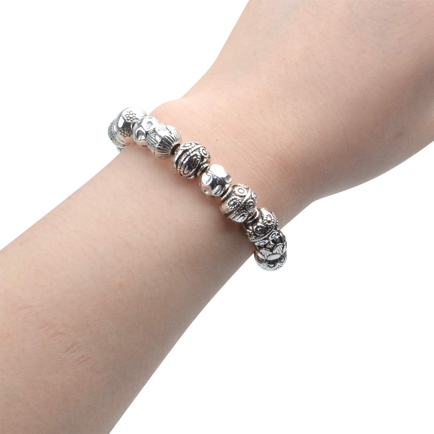 100g (About 40-60pcs) Antique Silver Spacer Beads Small Round Tibetan Loose Beads for Bracelet Necklace Jewelry Making,8-12mm