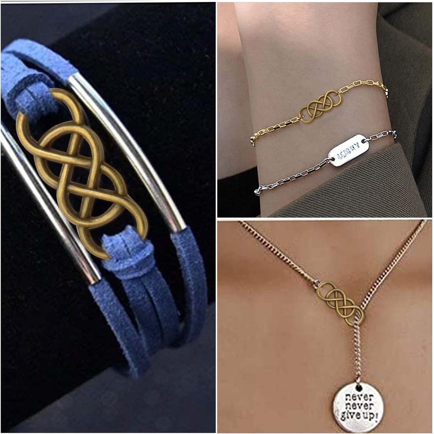 50pcs Double Infinity Symbol Connector Charms Alloy Pendant Charm Connectors for DIY Bracelet Necklace Jewelry Making,32.8mm×12.5mm