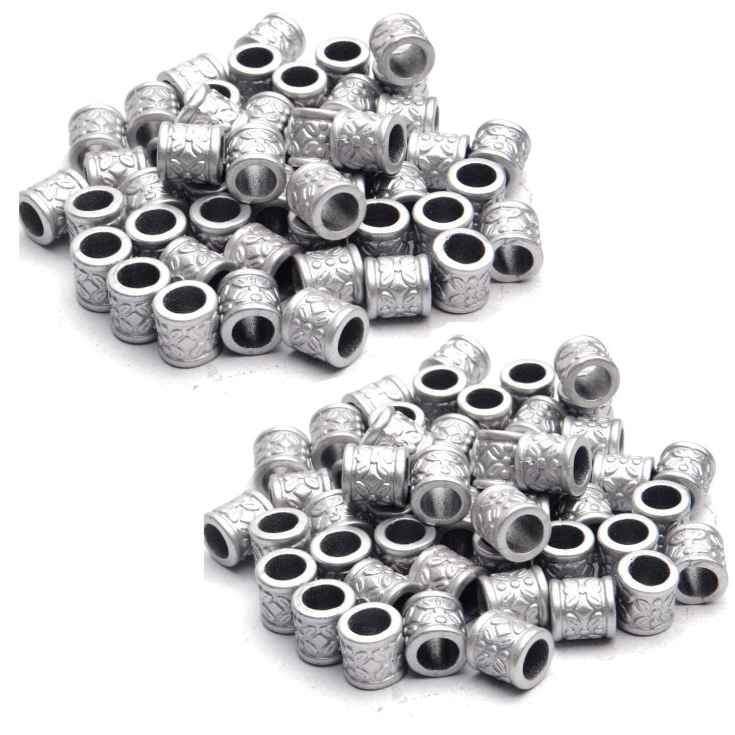 Hair Tube Beads,100pcs Golden and Silver Hair Dreadlock Beads Plastic Braid DIY Beads Large Hole Beads for Men Women Hair Beard Moustache Decoration,9x9x6mm