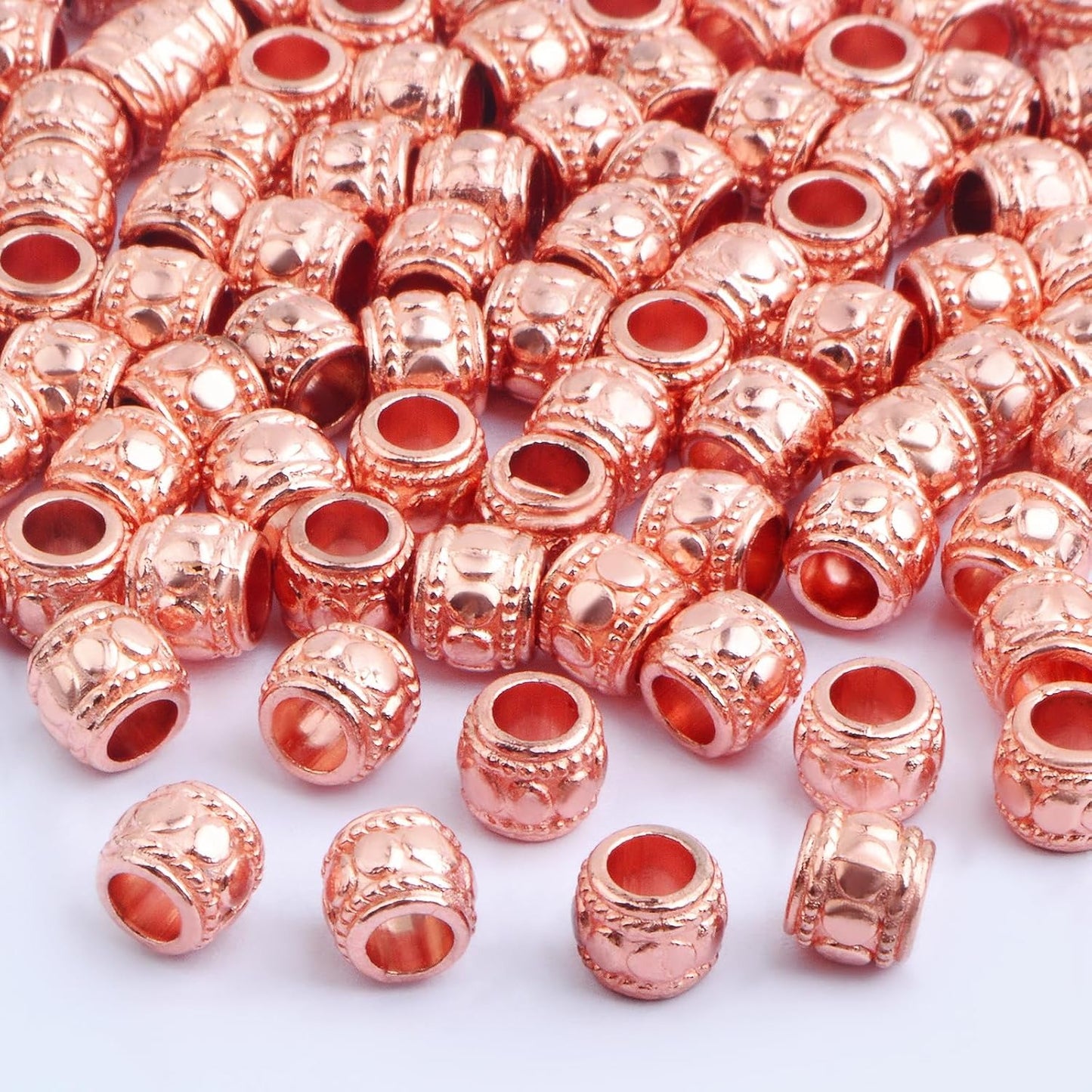 100pcs Alloy Round Column Spacer Beads European Large Hole Tube Loose Beads Bulk Metal Spacers Craft Supplies for DIY Bracelete Earrings Jewelry Making Decoration